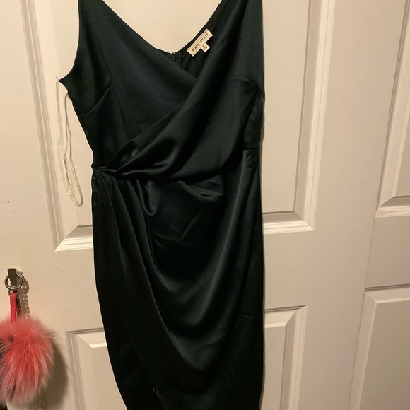 JLuxLabel dark green silk crossover dress Sm🎅🏼 - Picture 4 of 5